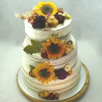 Wedding Cake - 3 Tiered Naked Cake with Dried Flowers
